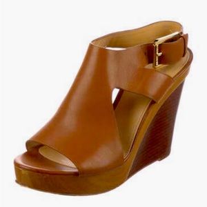 Michael Kors Leather Platform Wedge Sandal